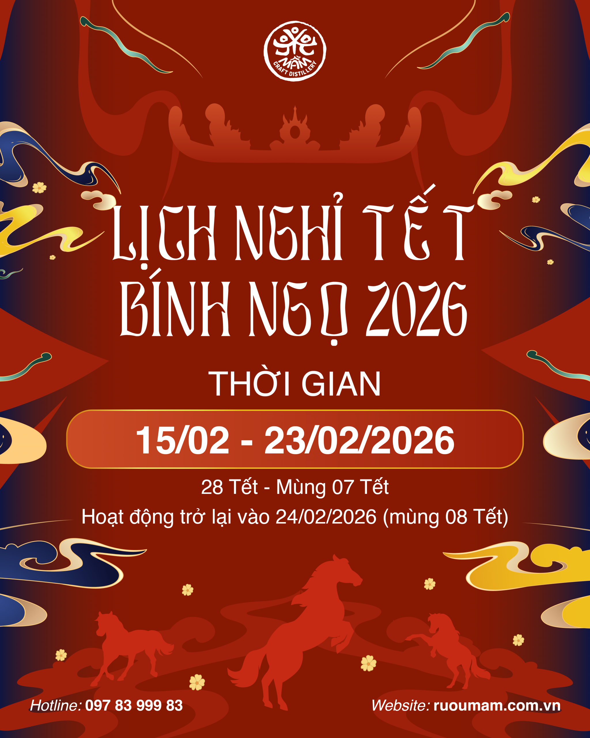 Thời gian nghỉ Tết Nguyên Đán Bính Ngọ 2026 của Mầm Distillery