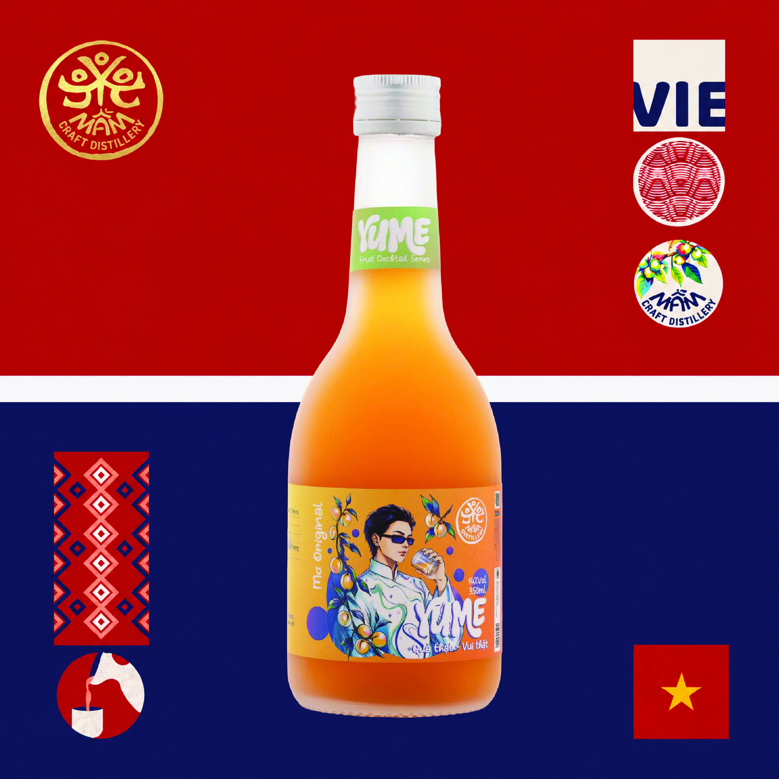Rượu Mơ YUME Mầm Distillery Có Thịt Quả Thật (350ml - 16% Vol)
