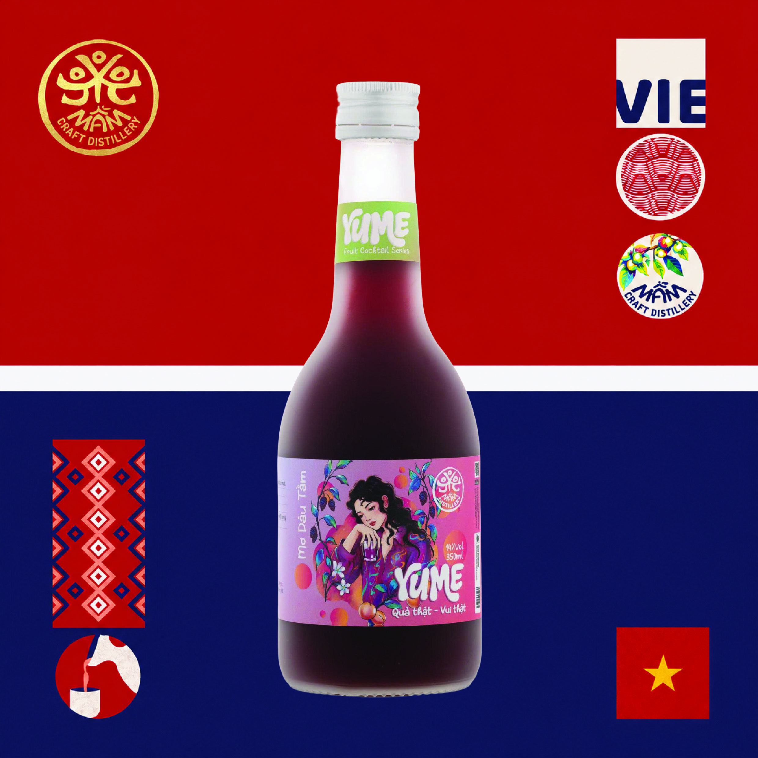 Rượu Mơ YUME Mầm Distillery Có Thịt Quả Thật (350ml - 16% Vol) - Ảnh 3